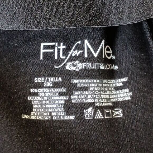 Womens Size 38G Plus Size Wireless Cotton Full Coverage BRA Black - Picture 9 of 10